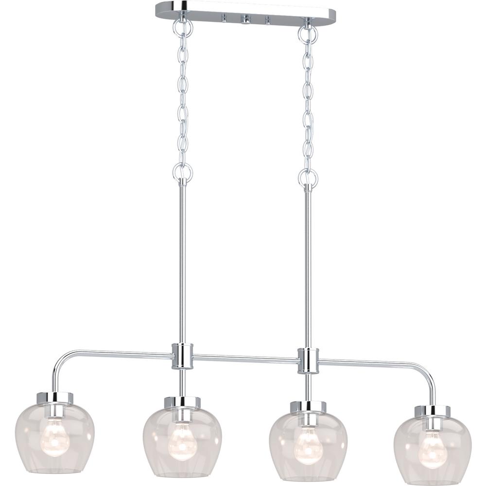 Volume Lighting Aria 4 Light Polished Nickel Indoor Hanging Chandelier With Clear Glass Shade