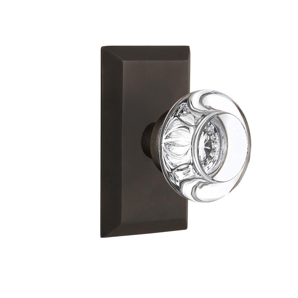 Single Dummy Nostalgic Warehouse Mission Plate with Round Clear Crystal Glass Knob Oil-Rubbed Bronze