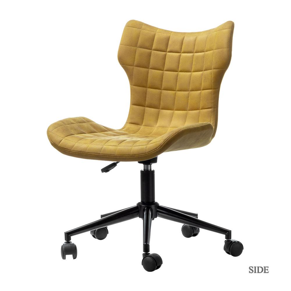 JAYDEN CREATION Argos Mustard Swivel Task Chair with Tufted Back