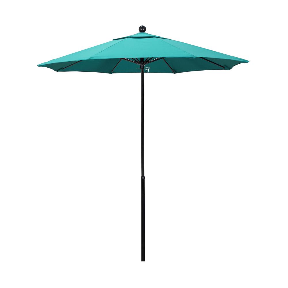 California Umbrella 7 5 Ft Fiberglass Market Push Lift Patio Umbrella In Aruba Sunbrella Effo758 5416 The Home Depot