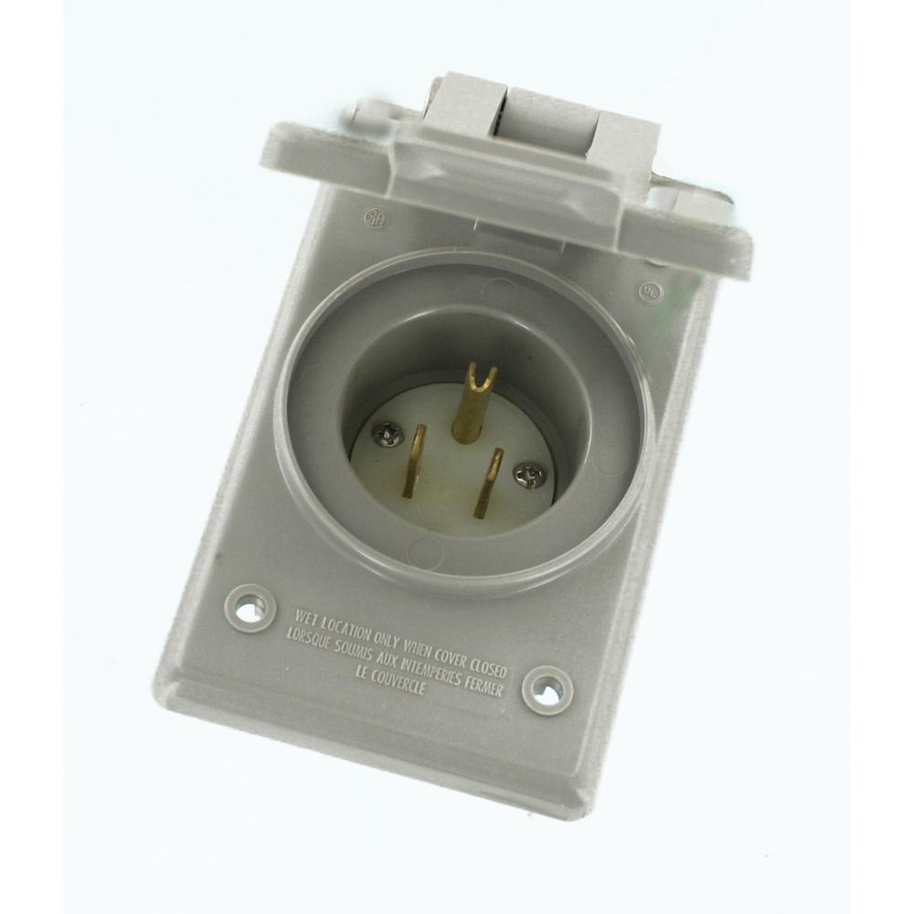 Flanged Inlet Receptacle Leviton 5278-C 15 Amp 125 Volt Straight Blade,