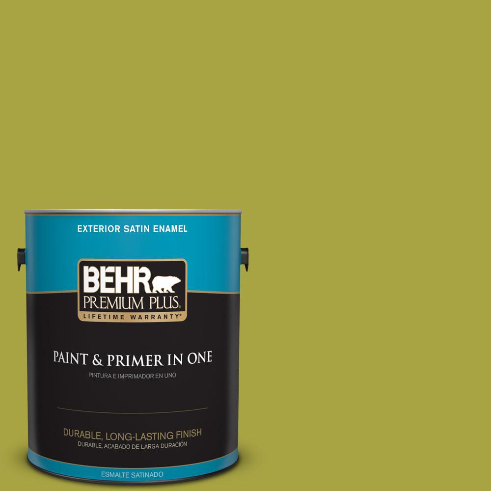 BEHR Premium Plus 1-gal. #400B-7 Lemon Grass Satin Enamel Exterior ...