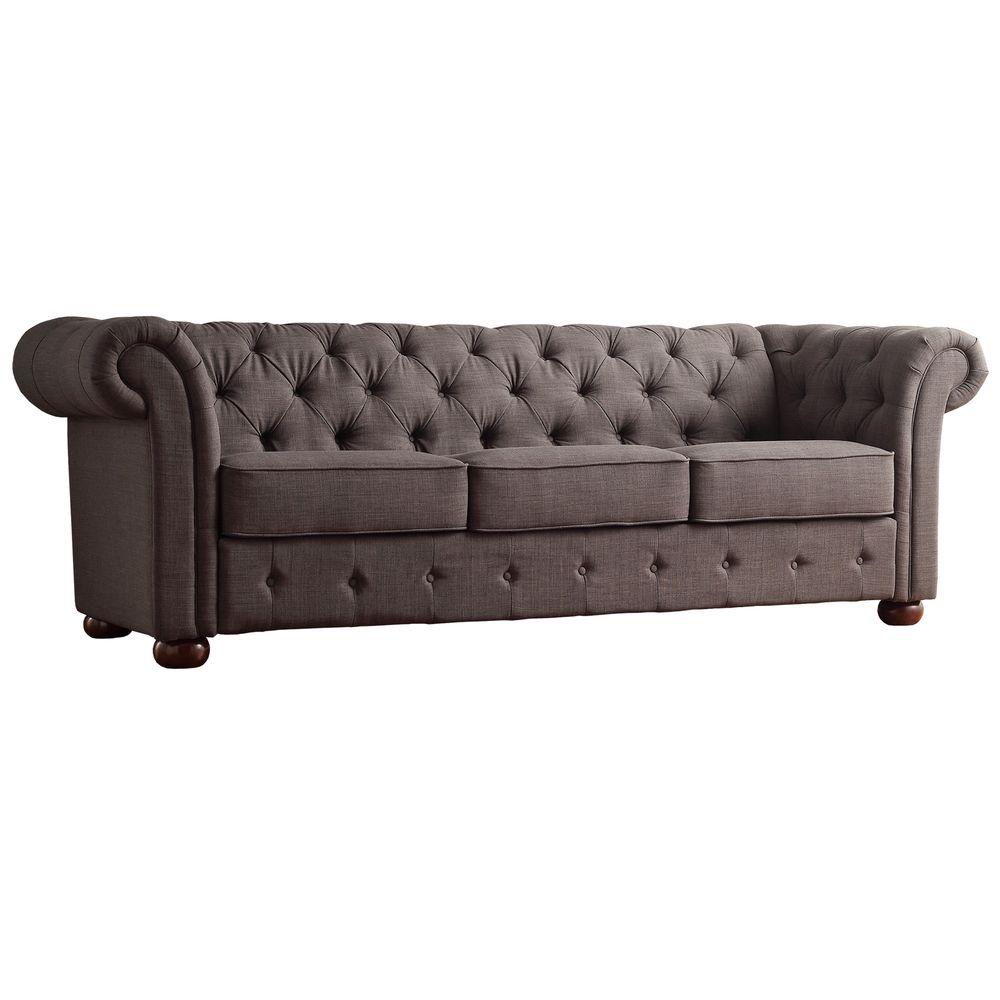 HomeSullivan Emerson Dark Grey Linen Sofa40E502SDGLSOFA The Home Depot