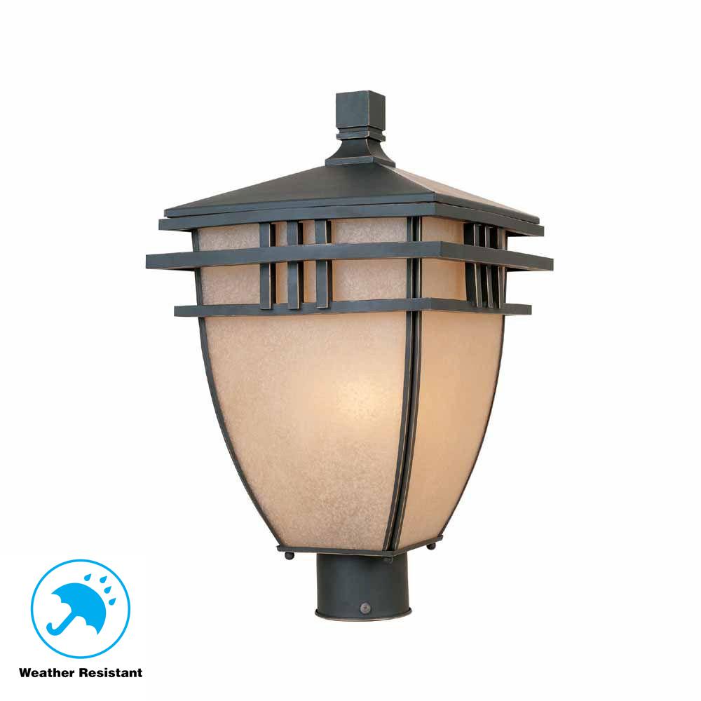 World Imports Post Lighting Outdoor The Home Depot Aged Bronze Patina Outdoor Post Light With Ochere Gl