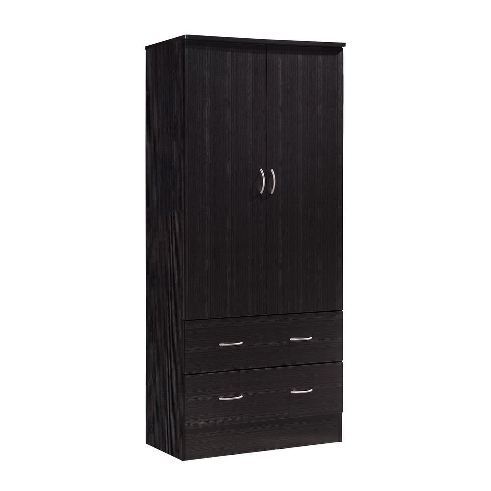 HODEDAH 2-Door Armoire With 2-Drawers In Chocolate-HI29 Chocolate - The ...