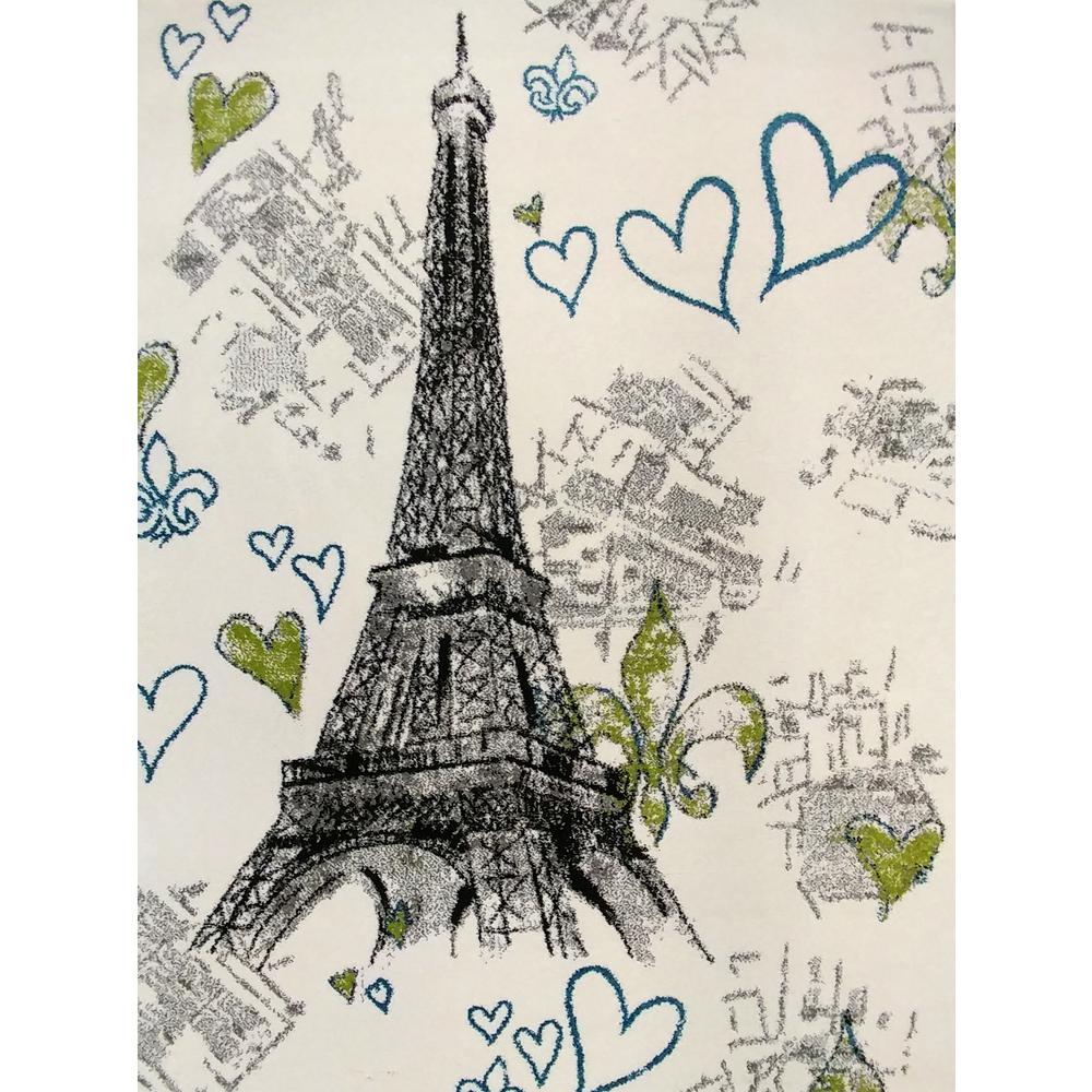 Kc Cubs Multi Color Kids Children And Teen Bedroom And Playroom Paris Eiffel Tower Design 5 Ft X 7 Ft Area Rug