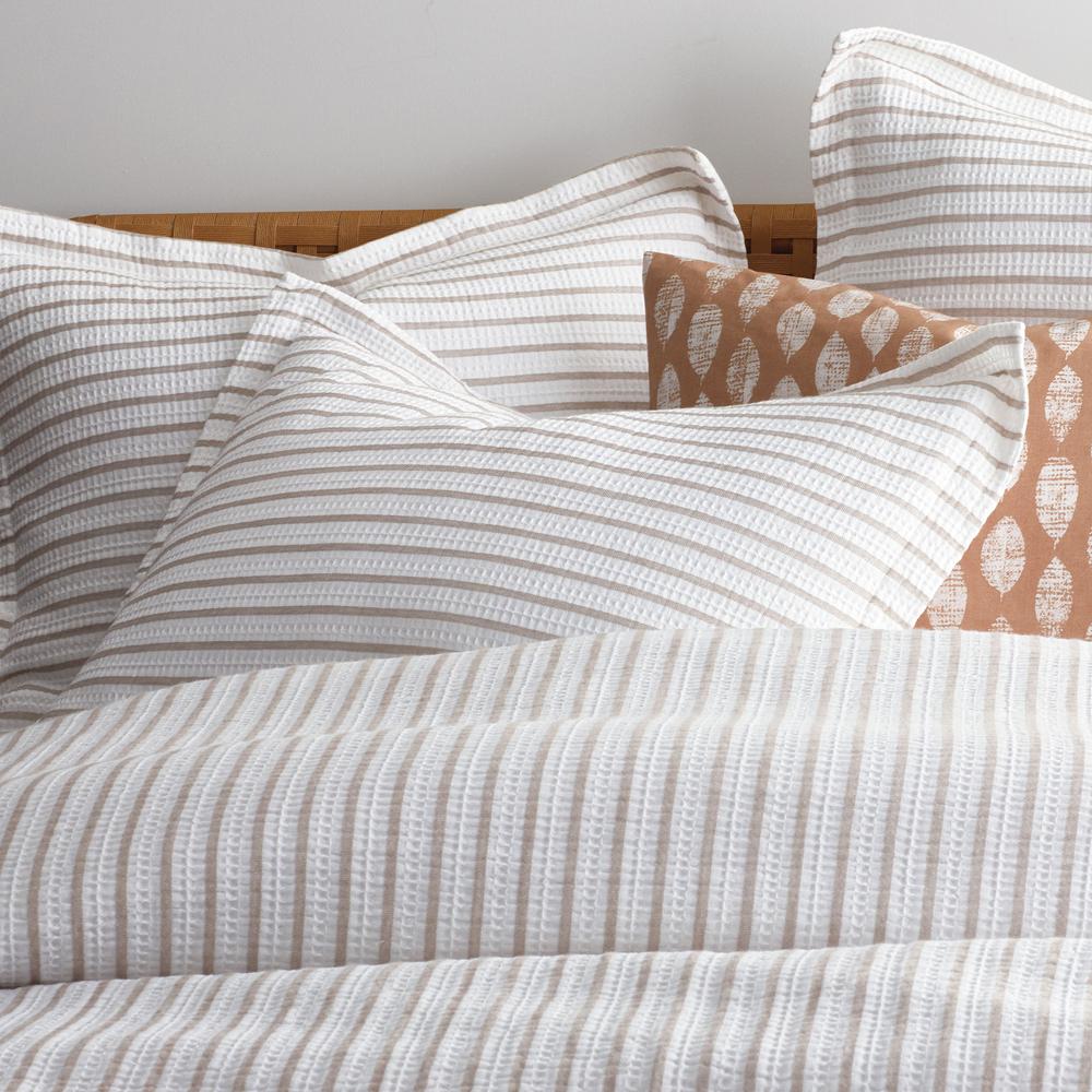 The Company Store Orion Taupe Striped Organic Cotton Queen Duvet