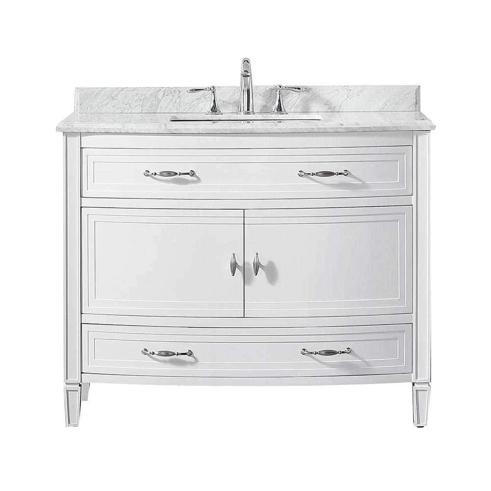 Home Decorators Collection Dacosti 42 In W X 22 In D Vanity In White With Marble Vanity Top In White With White Sink Dacosti 42 The Home Depot