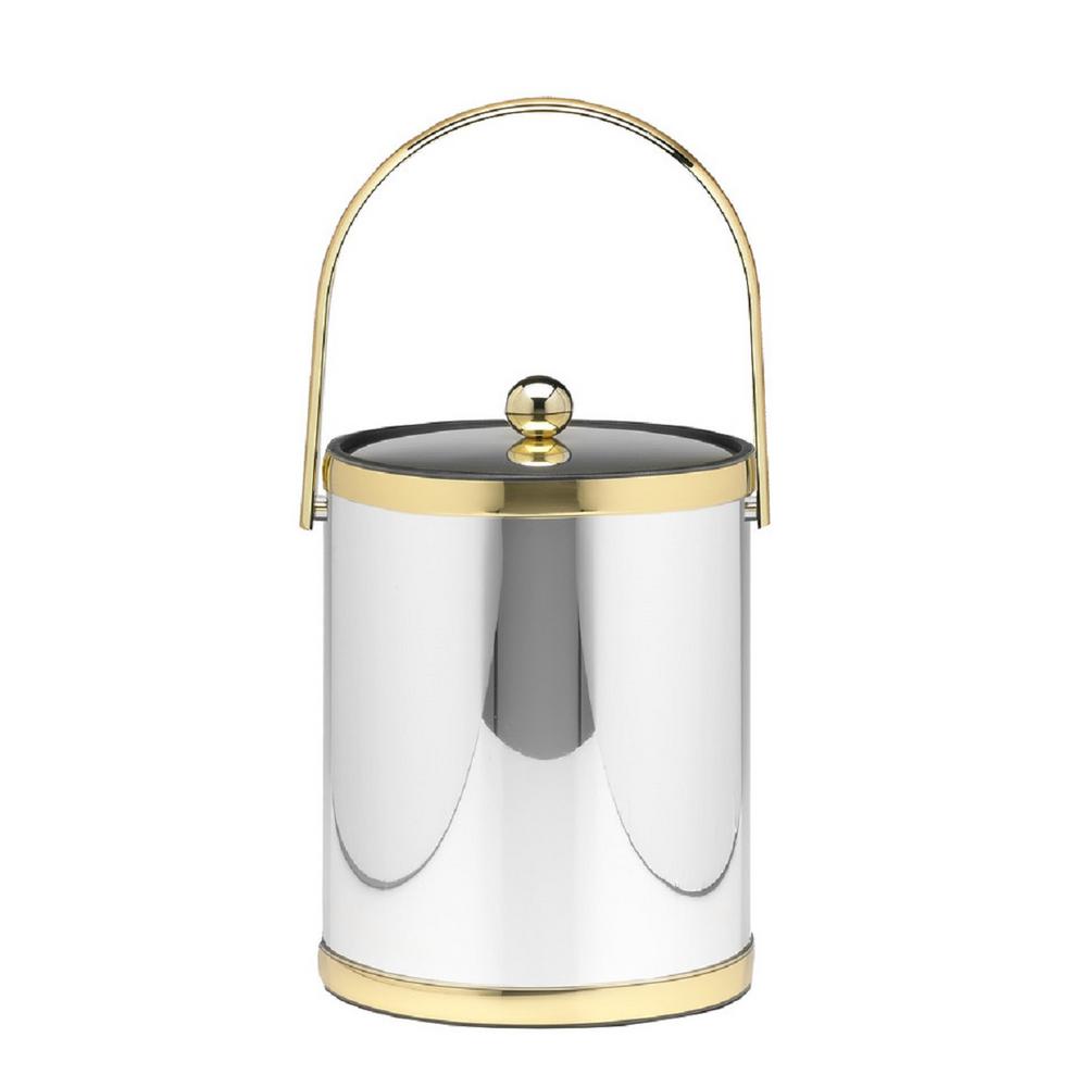 Kraftware Mylar 5 Qt. Polished Chrome and Brass Ice Bucket with Track