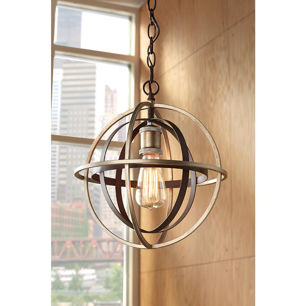 Home Decorators Collection Barton Bay 1 Light Bronze And Champagne Pewter Orb Mini Pendant 27030 The Home Depot