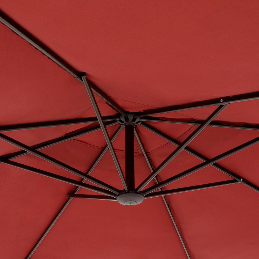 Hampton Bay 8 Ft Square Aluminum Cantilever Offset Outdoor Patio Umbrella In Chili Red Yjaf 037 E The Home Depot