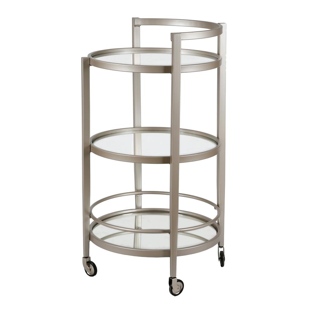 Meyer&Cross Hause Satin Nickel Bar Cart with Mirrored Shelf-BC0508 ...