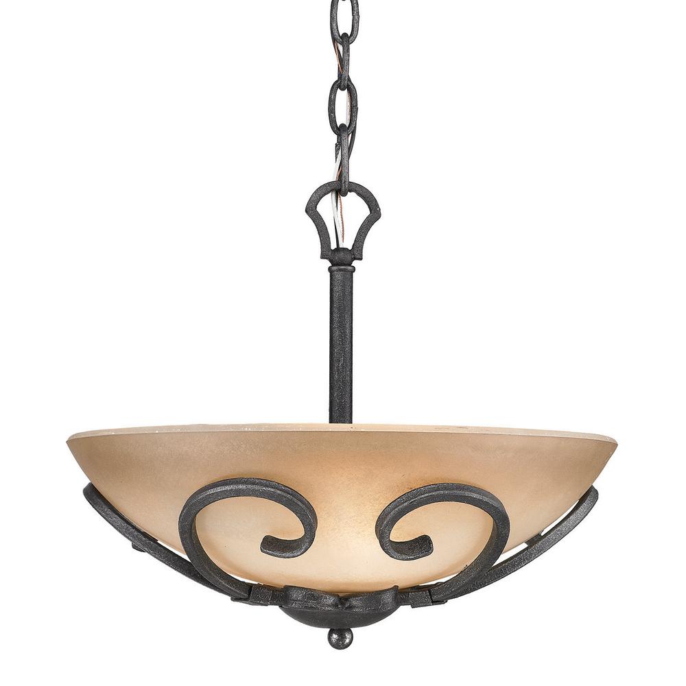 Golden Lighting Madera 3 Light Black Iron Center Bowl Pendant With Gl Shade Golden Lighting Madera 3 Light Black Iron Center Bowl Pendant With Gl Shade