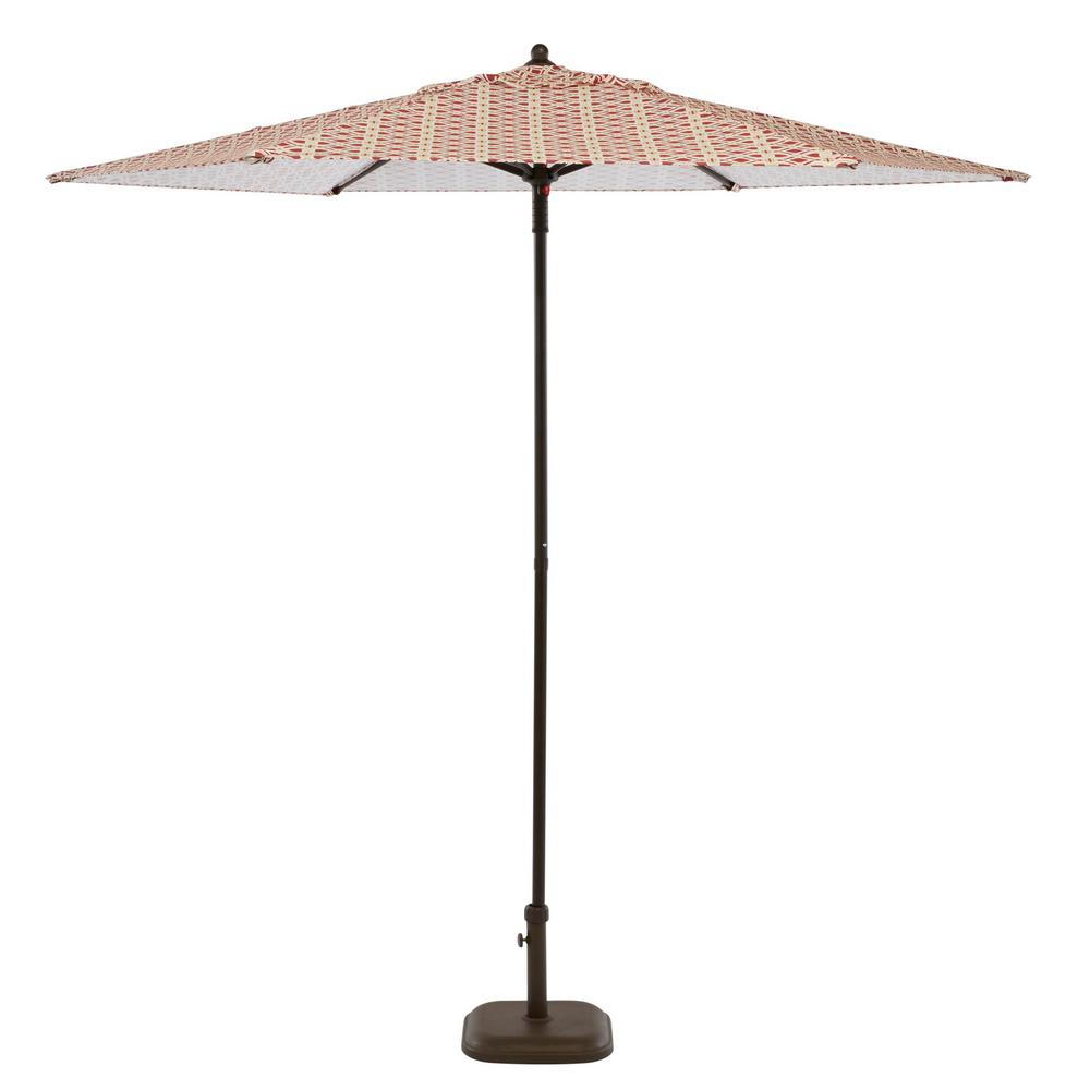 Hampton Bay 7 5 Ft Steel Market Patio Umbrella In Trellis Chili Uts00203e Pt Cs The Home Depot