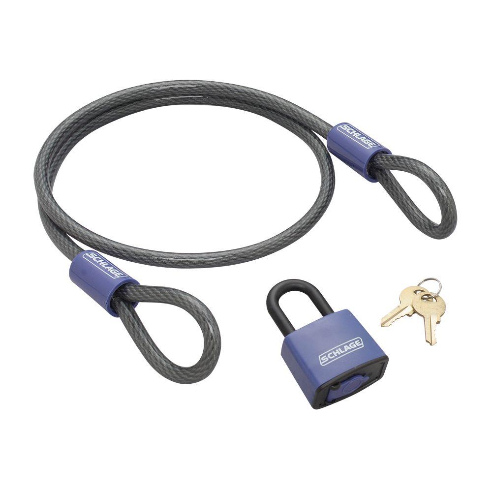 Schlage 4 ft. Double Loop Cable with Weatherproof Padlock-994800 - The ...