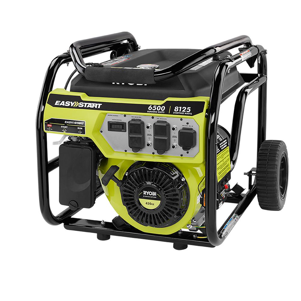 Ryobi 6 500 Watt Gasoline Powered Portable Generator With Co Shutdown Sensor Ry906500s The Home Depot