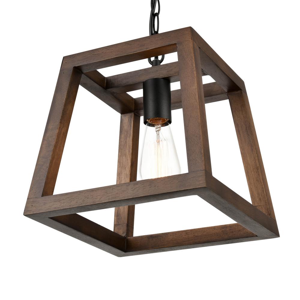 Light Society Walnut Wood Bristol Pendant Lamp Chandelier with Metal Chain Modern Industrial Style