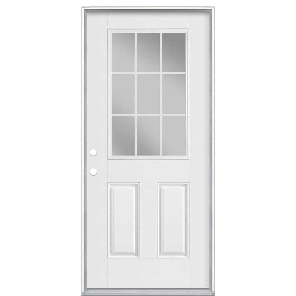 Masonite 36 In X 80 In 9 Lite Internal Grille Right Hand Inswing