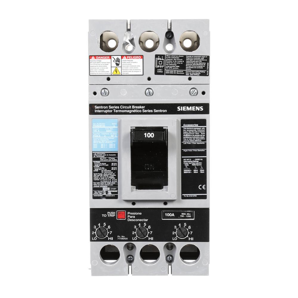 Siemens 100 Amp Type FXD6-A Triple-Pole Circuit Breaker by Siemens