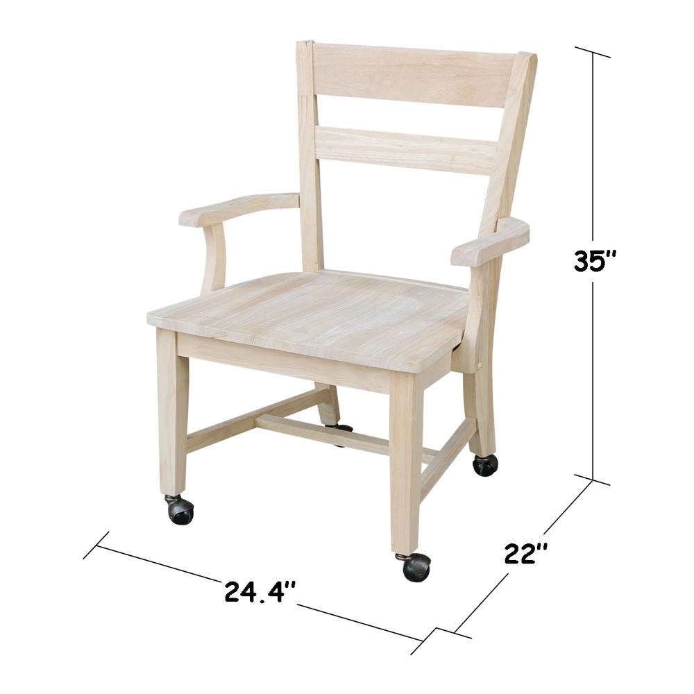 International Concepts Unfinished Wood Mobile Dining ChairC226 The