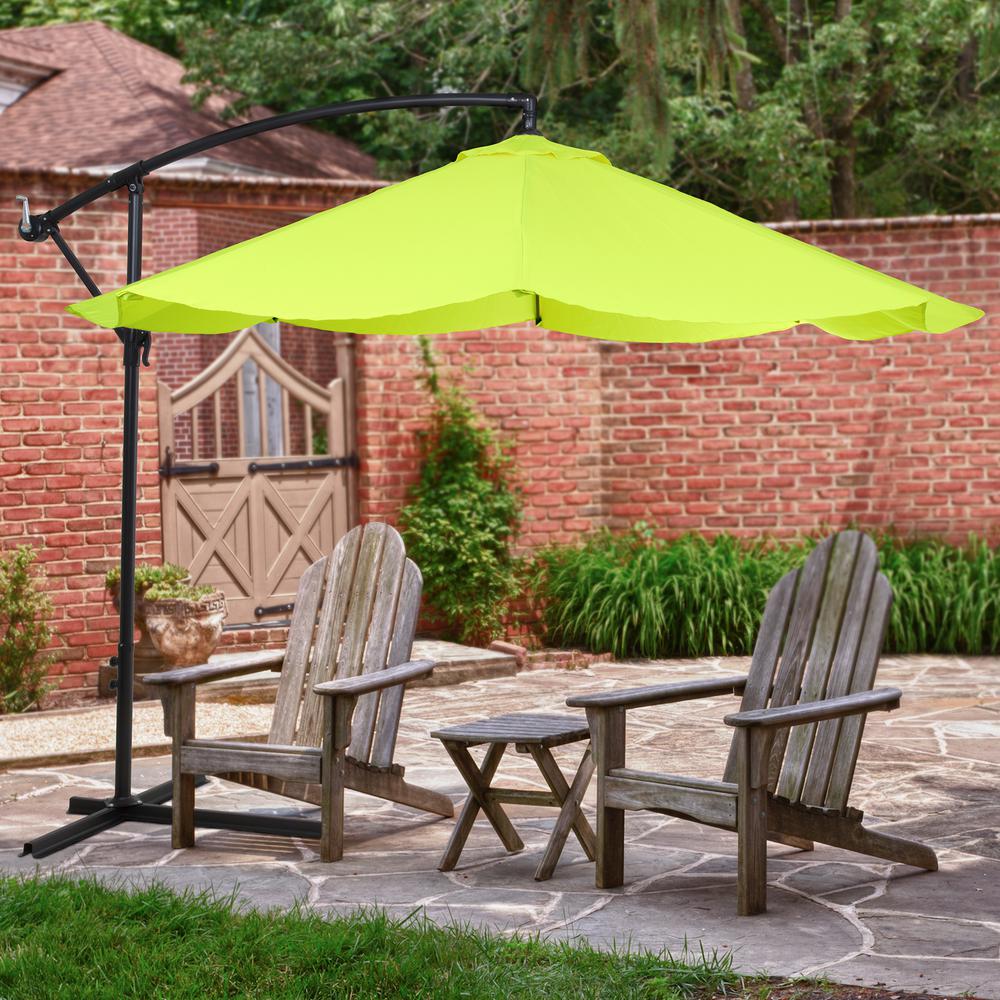 Pure Garden 10 Ft Offset Aluminum Hanging Patio Umbrella In Lime Green M150068 The Home Depot