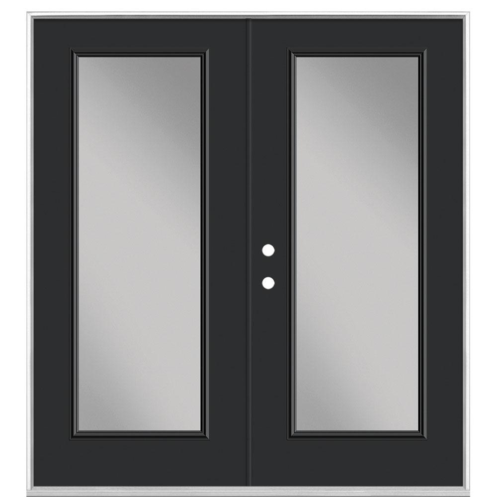 Masonite 72 In X 80 In Jet Black Steel Prehung Right Hand