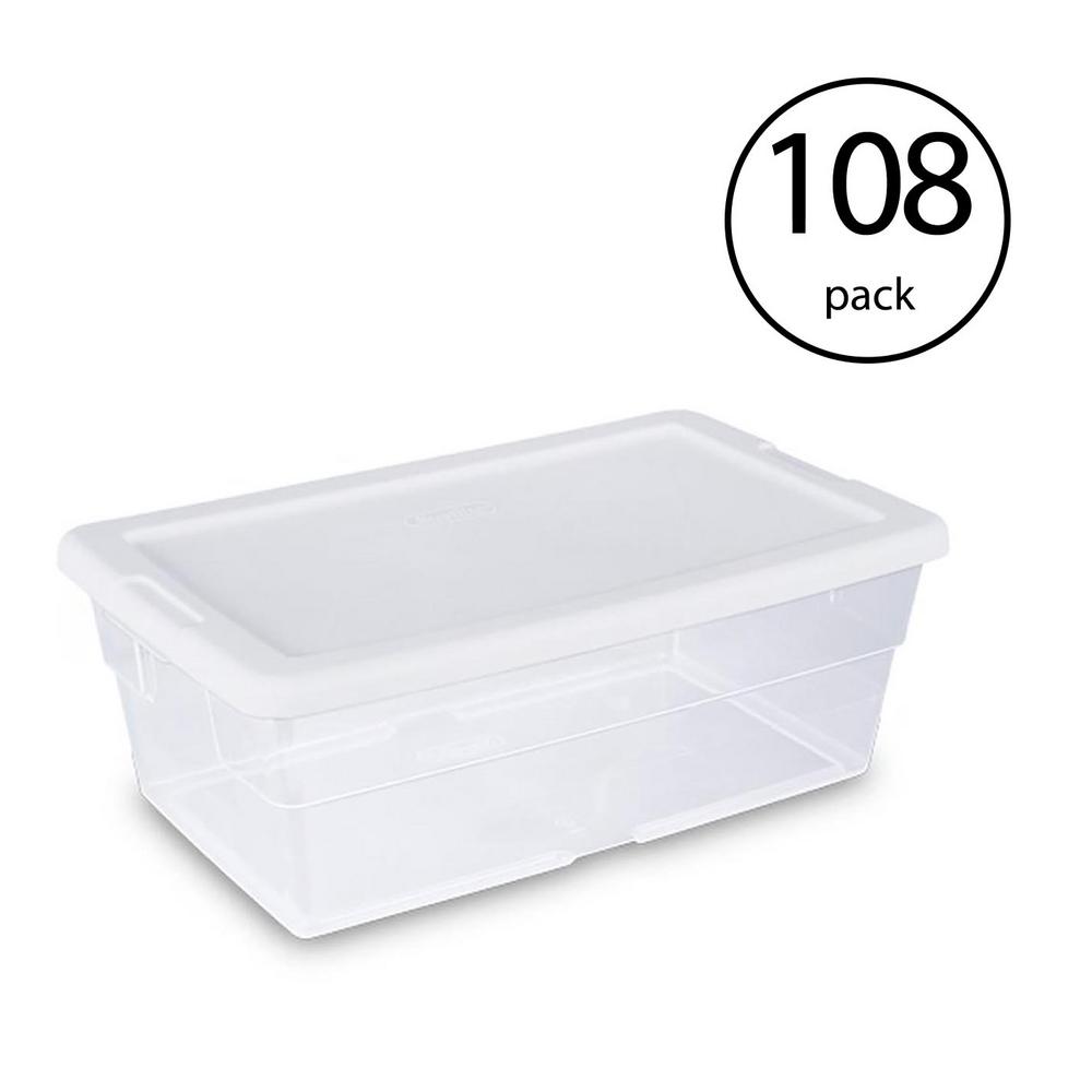 Sterilite 6 Qt. Clear Stacking Closet Storage Tote Container with Lid