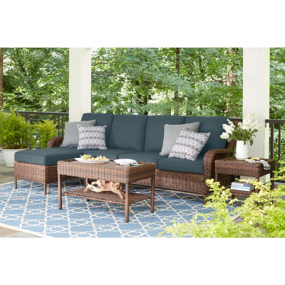 Hampton Bay Cambridge 5 Piece Brown Wicker Outdoor Patio Sectional Sofa Seating Set With Sunbrella Denim Blue Cushions H048 01212300 The Home Depot - Outdoor Sectional Sofa With Sunbrella Cushions Hampton Bay Cambridge 5 Piece Brown Wicker Outdoor Patio Sectional Sofa Seating Set With Sunbrella Denim Blue Cushions H048 01212300 The Home Depot - Outdoor Sectional Sofa With Sunbrella Cushions