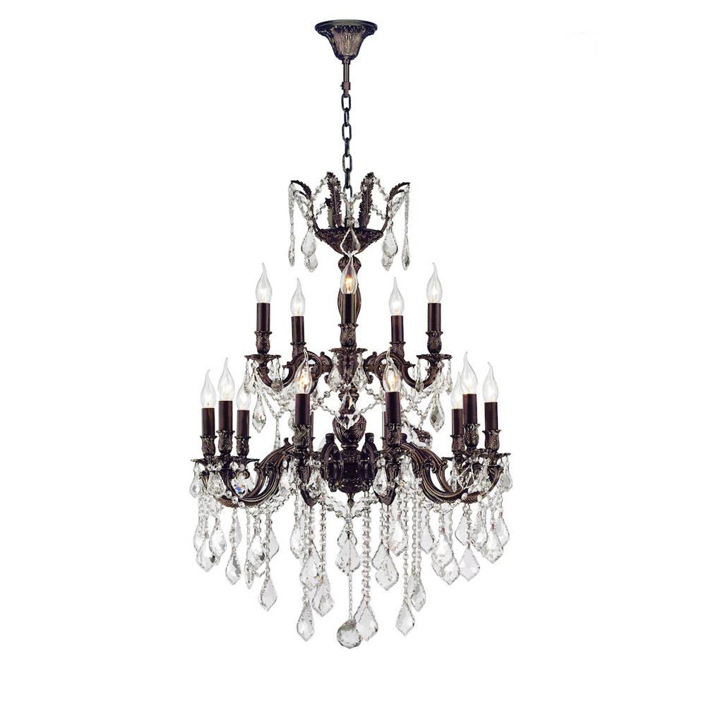 Worldwide Lighting Versailles 18 Light Flemish Brass Chandelier With Worldwide Lighting Versailles 18 Light Flemish Brass Chandelier With Clear Crystal
