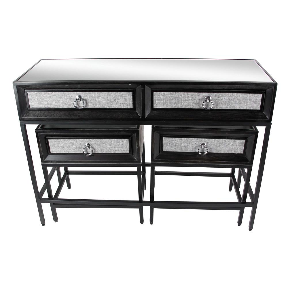 Classic Black Wood and Metal Console Table and End Tables Set (Set of 3