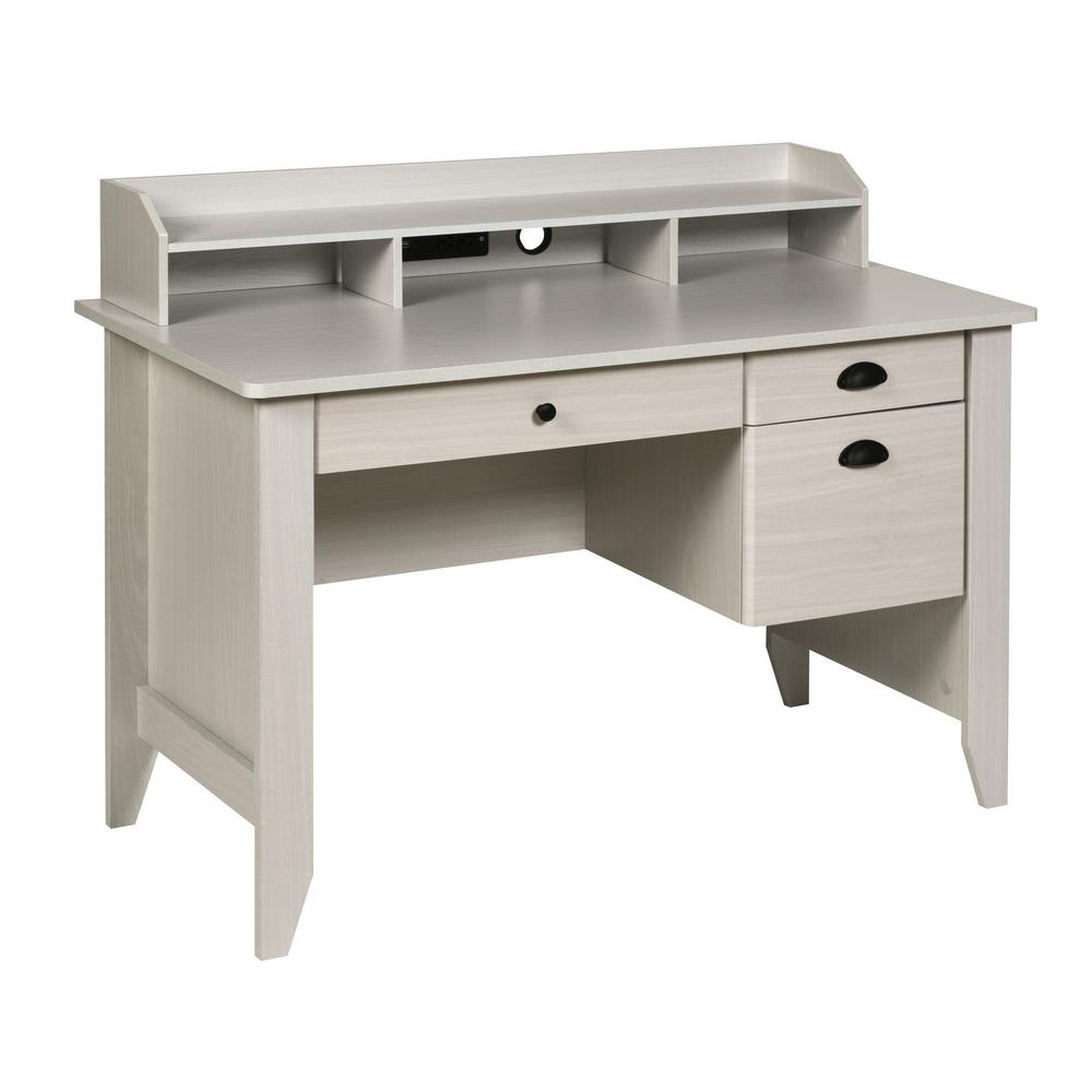 Oak Blue Box Minuet 1228 Straight Desk 4 Legs 3 Drawer Fixed Pedestal