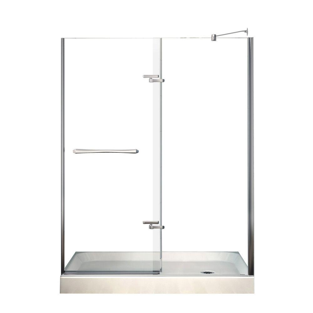 MAAX Reveal 48 in. x 74.5 in. Frameless Pivot Shower Door in Chrome