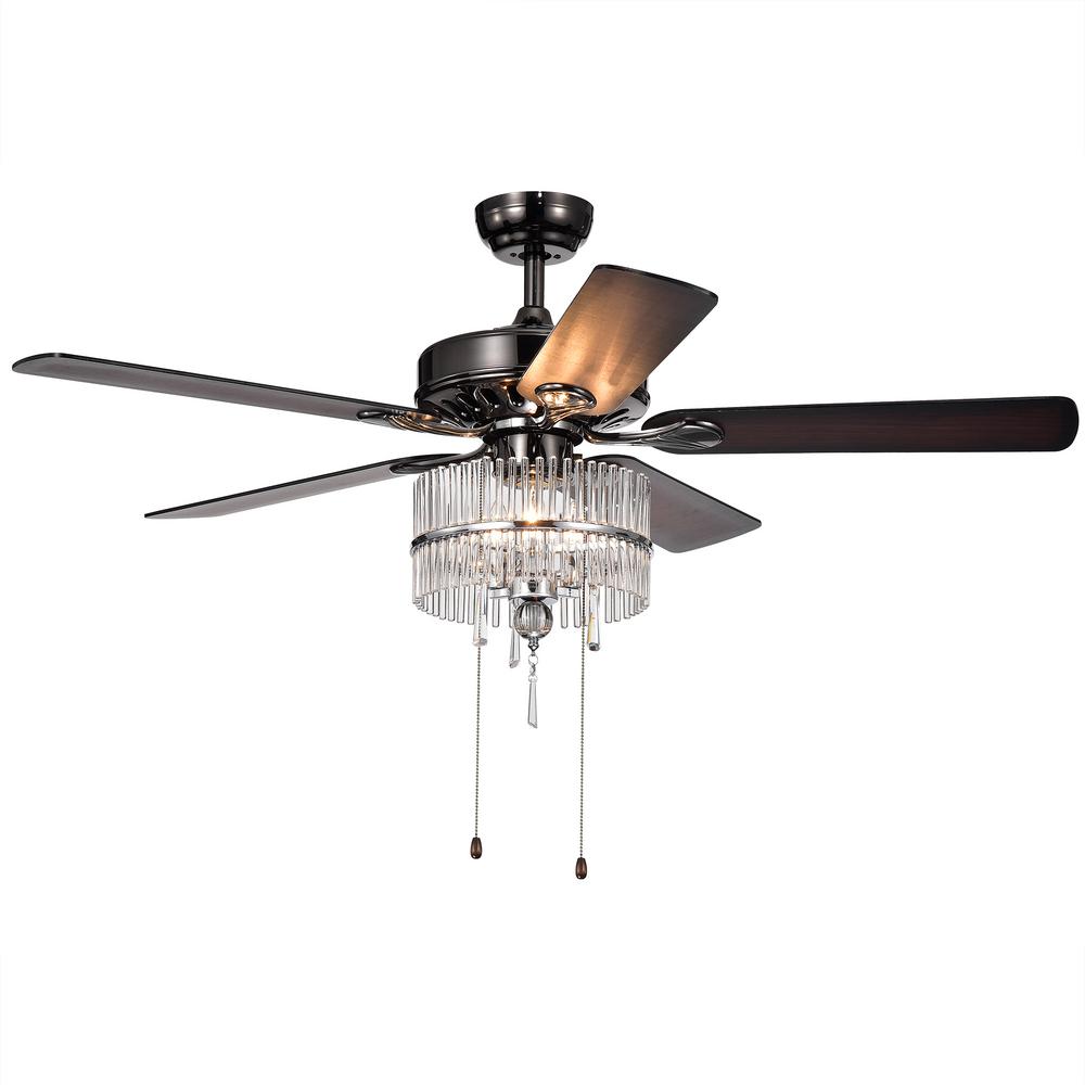 Warehouse Of Tiffany Bilhah 52 In Indoor Pear Black Ceiling Fan With Light Kit