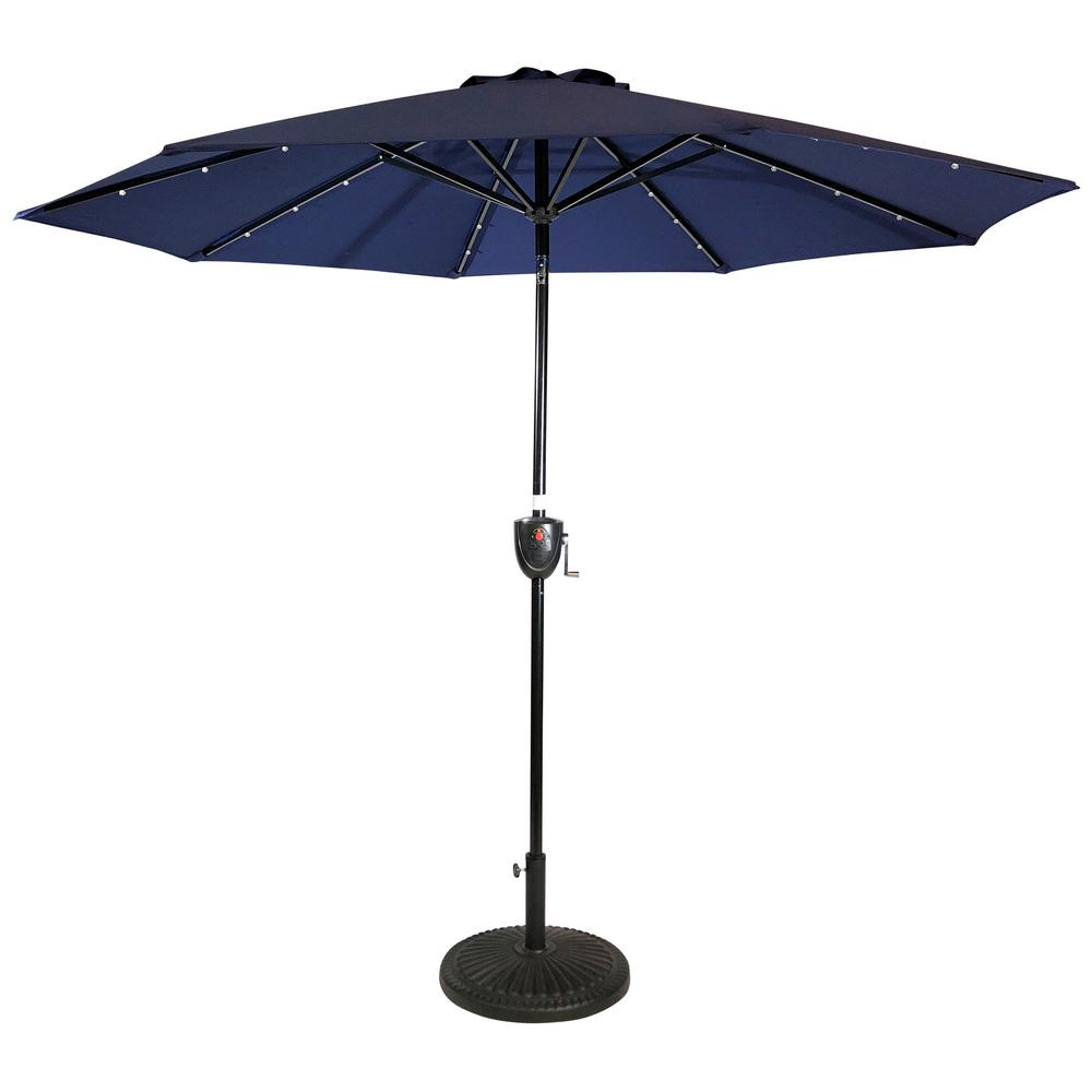 Blue Solar Lighted Patio Umbrellas Patio Furniture The Home Depot