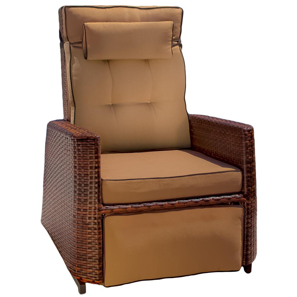 Outdoor Recliners Lounge Furniture The Home Depot Brown Wicker Outdoor Recliner