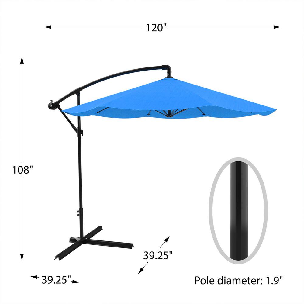 Pure Garden 10 Ft Hanging Cantilever Patio Umbrella In Brilliant Blue Hw1500071 The Home Depot