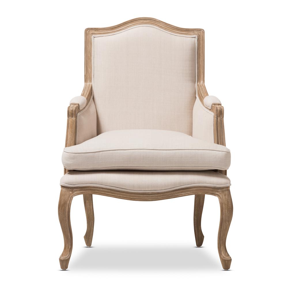 Unbranded Mayfair Linen Pearl Fabric Arm Chair-1640200870 - The Home Depot