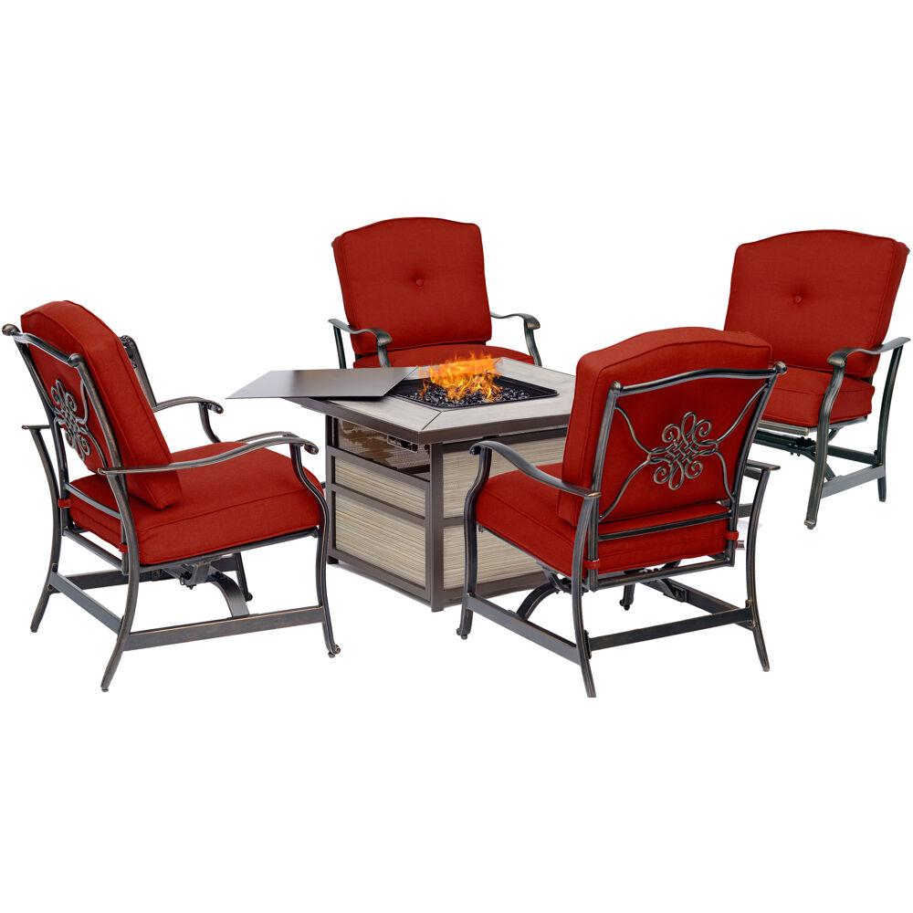 Hanover Traditions 5Piece Aluminum Patio Fire Pit Conversation Set