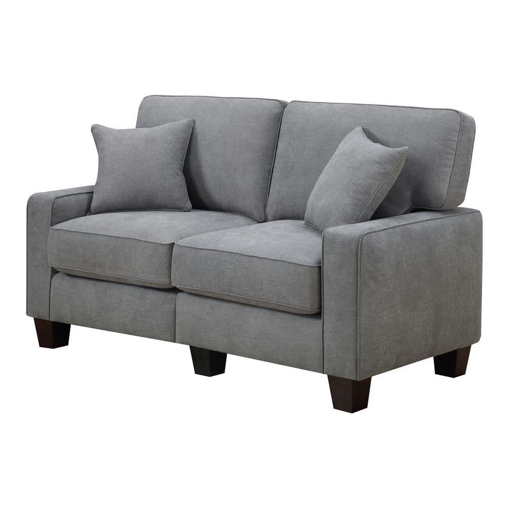 Serta Rta Martinque 61 In Kona Gray Espresso Polyester 2 Seater Loveseat With Removable Cushions Cr45232b The Home Depot