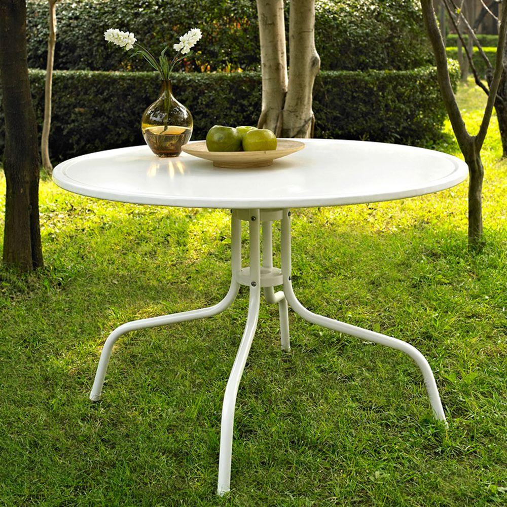 Crosley Griffith White Metal Patio Dining Table Co1012a Wh The Home Depot