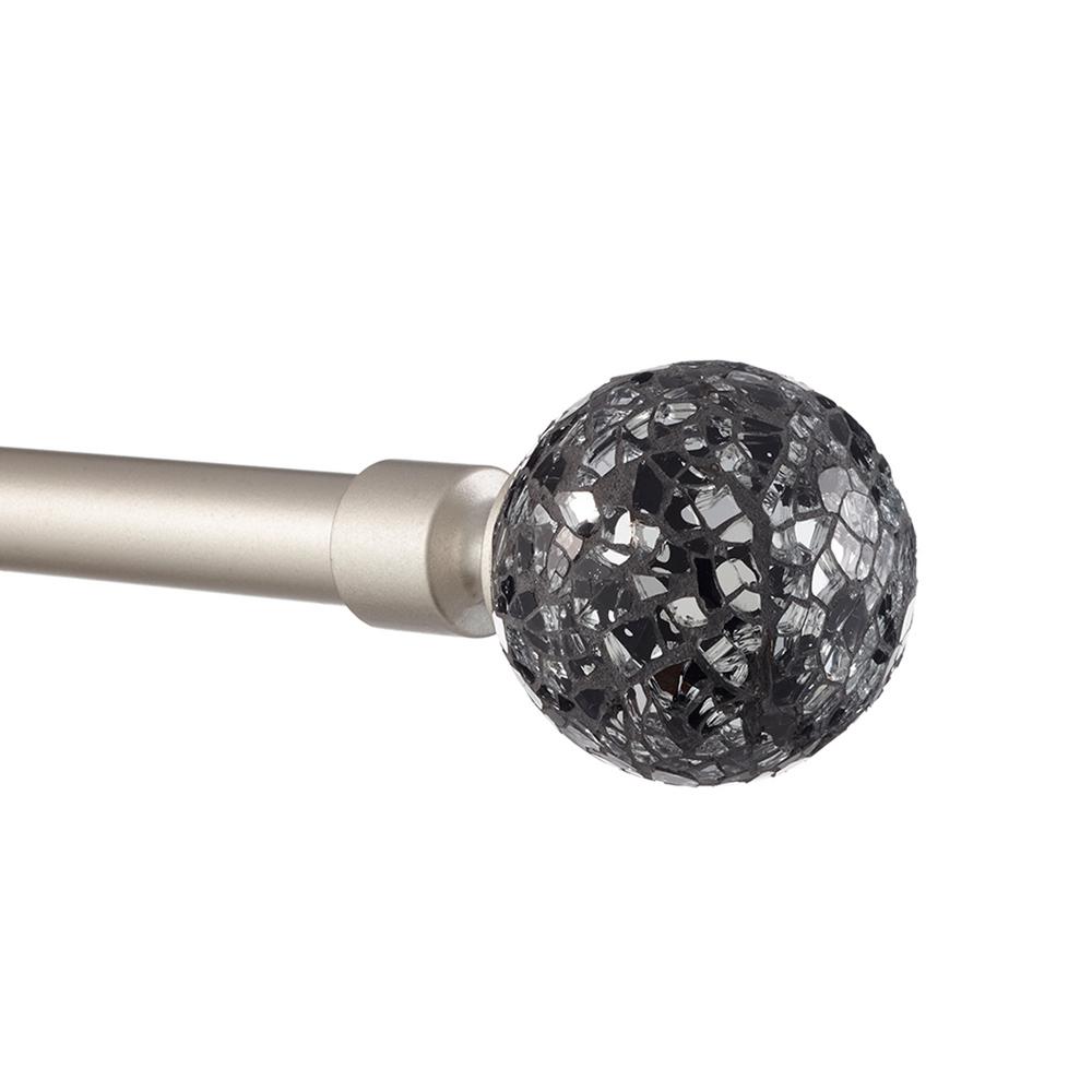 66 In 120 Adjule Length 1 Dia Single Curtain Rod Kit 120 In Adjule Length 1 Dia Single Curtain Rod Kit Matte Silver With Black Pearl Mosaic Finial Er1001 01 66120 The Home Depot