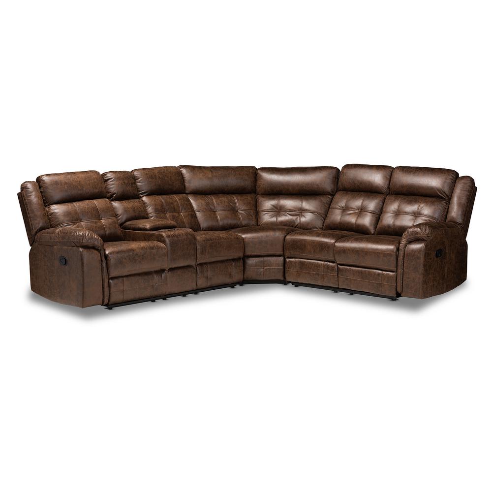 Baxton Studio Vesa 6 Pieces Brown And Black Fabric Sectional