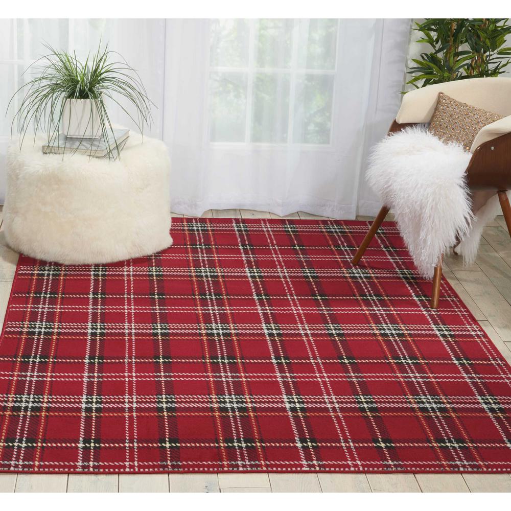 Nourison Grafix Red 5 Ft X 7 Ft Plaid Striped Contemporary Area Rug 394729 The Home Depot