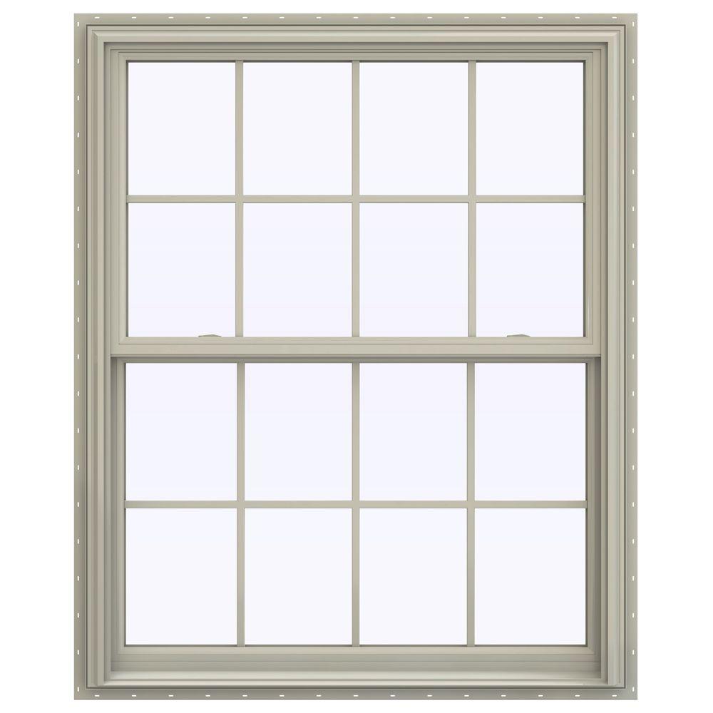 Jeld Wen 43 5 In X 47 5 In V 2500 Series Desert Sand Vinyl Double Hung Window With Colonial Grids Grilles Thdjw144401045 The Home Depot