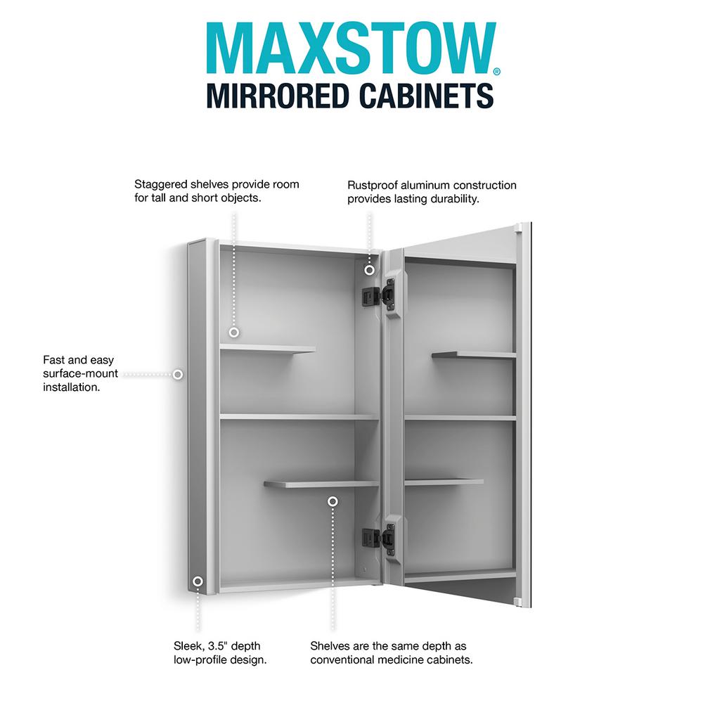 Kohler Maxstow 15 In X 24 In Frameless Surface Mount Aluminum Medicine Cabinet K 81152 La1 The Home Depot