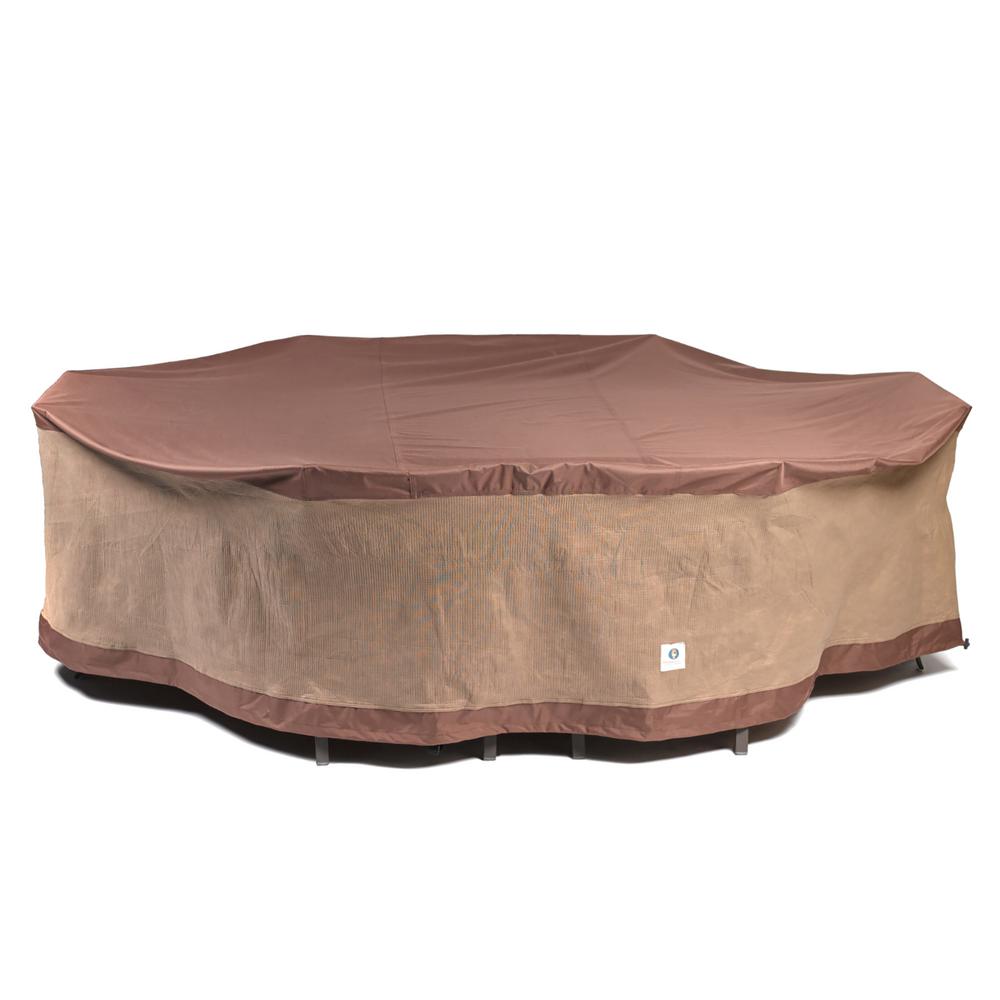 Duck Covers Ultimate 140 In L Rectangle Oval Patio Table And Chair Set Cover Uto14080 The Home Depot