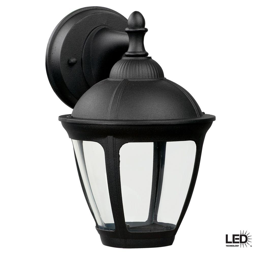 Hampton Bay Dawson Black Outdoor Integrated LED Wall Mount Lantern (2
