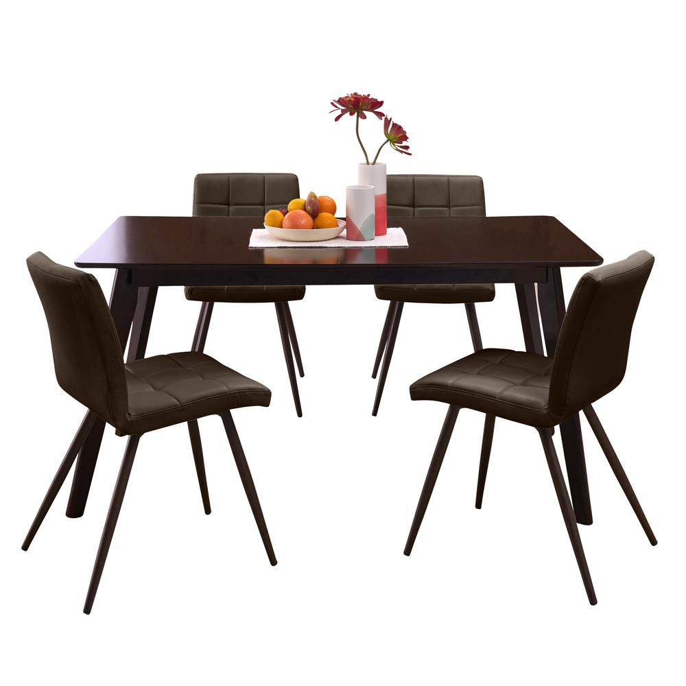 Handy Living Windsor 5 Piece Dining Set With Espresso Rectangle Handy Living Windsor 5 Piece Dining Set With Espresso Rectangle Table And Armless Upholstered