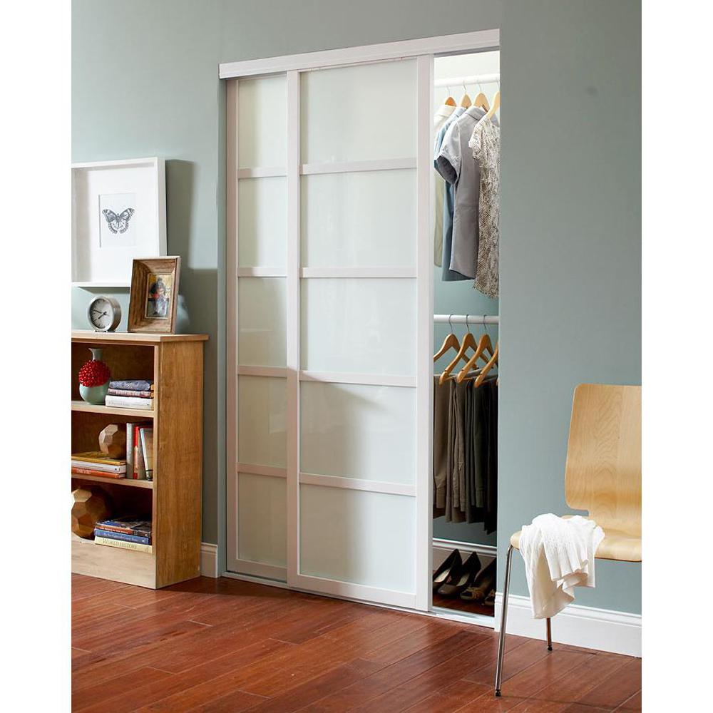 Contractors Wardrobe 48 In X 96 In Tranquility Glass Panels Back