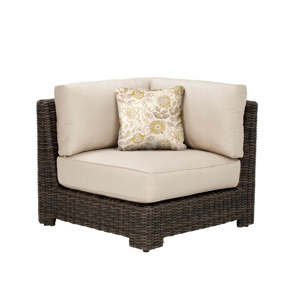Brown Jordan Norths Corner Patio Sectional Chair With Sparrow Brown Jordan Norths Corner Patio Sectional Chair With Sparrow Cushion And Aphrodite Spring Throw Pillow